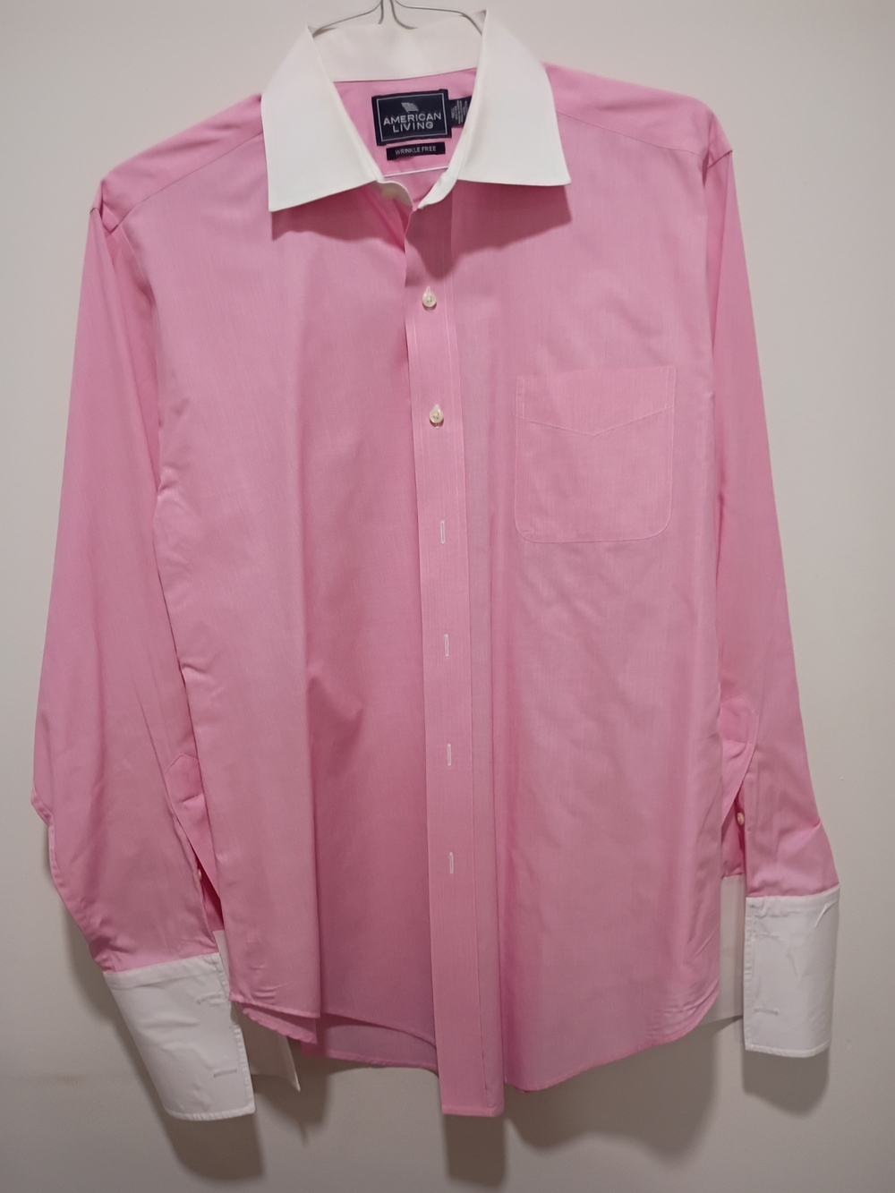 American Living Pink Dress Shirt with White Contrast Collar & Cuffs